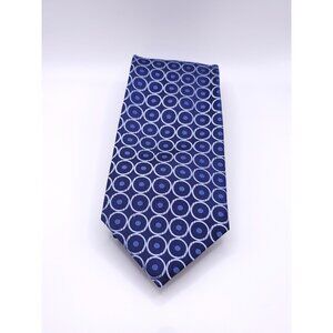 BCBG Attitude Mens Silk Tie Blue & White Circle Pattern